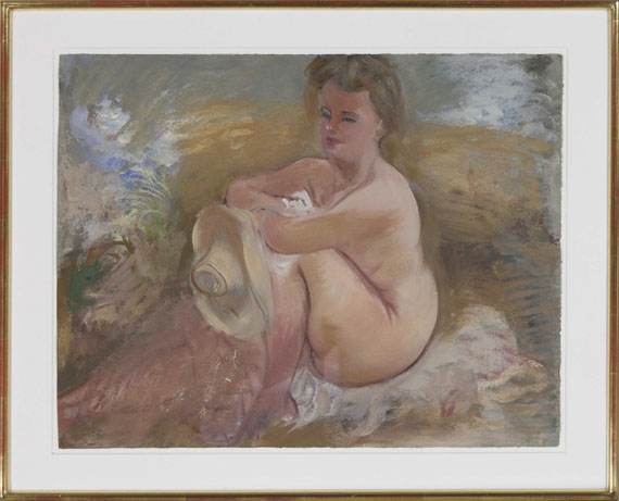 George Grosz - Sitting Nude with Summer Hat - Frame image