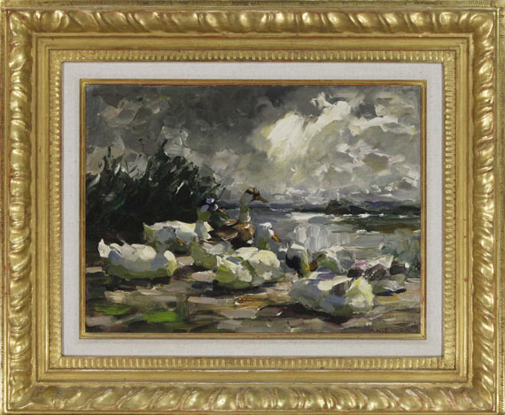 Alexander Koester - Enten am Ufer (schöne Wolkenstimmung) - Frame image
