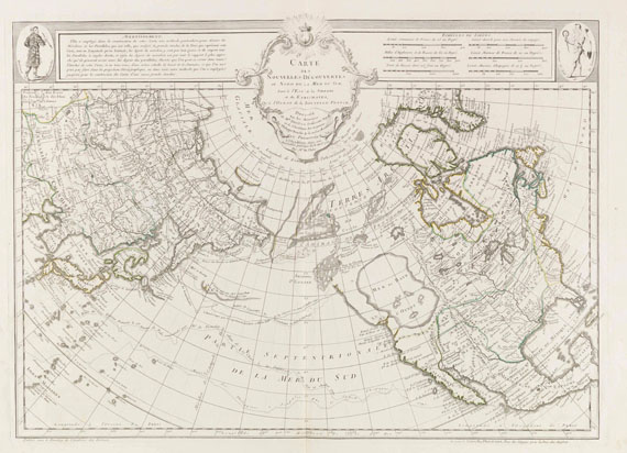 Joseph-Nicolas Delisle - Explication de la carte des nouvelles decouvertes. Text u. Karte in 1 Kassette