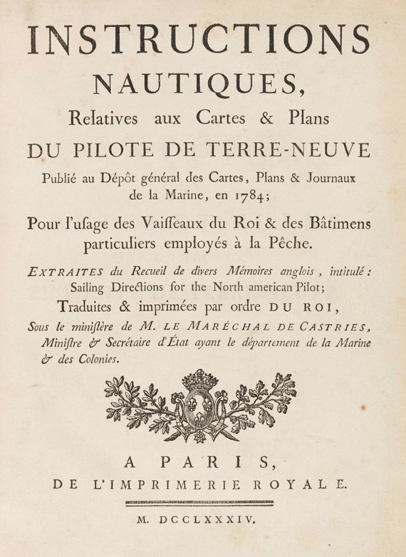 James Cook - Le Pilote de Terre-Neuve. Atlas und Textbd. "Instructions nautiques", zus. 2 Bände