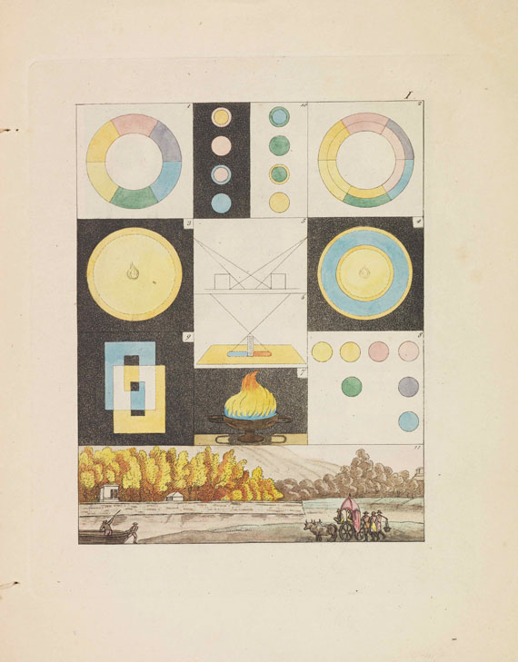 Johann Wolfgang von Goethe - Zur Farbenlehre. 2 Textbde. und 1 Tafelband. - 1 Beigabe