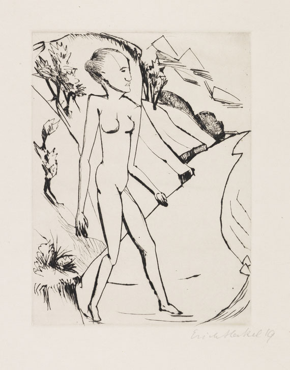 Erich Heckel - Stehendes Mädchen am Strand