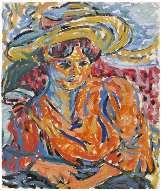 Ernst Ludwig Kirchner - Sitzende mit großem Hut, Emy Frisch / Szene im Atelier (Fränzi (Marzella) und Artistin) - 