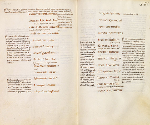  Manuskripte - Markus-Evangelium mit Glossa ordinaria. Pergamenthandschrift, Italien - 