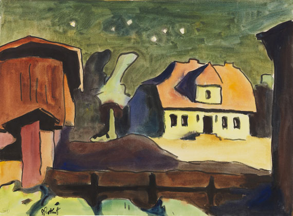 Karl Schmidt-Rottluff - Gutshof im Mondlicht