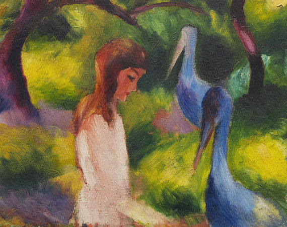 August Macke - Mädchen mit blauen Vögeln (Kind mit blauen Vögeln) - 