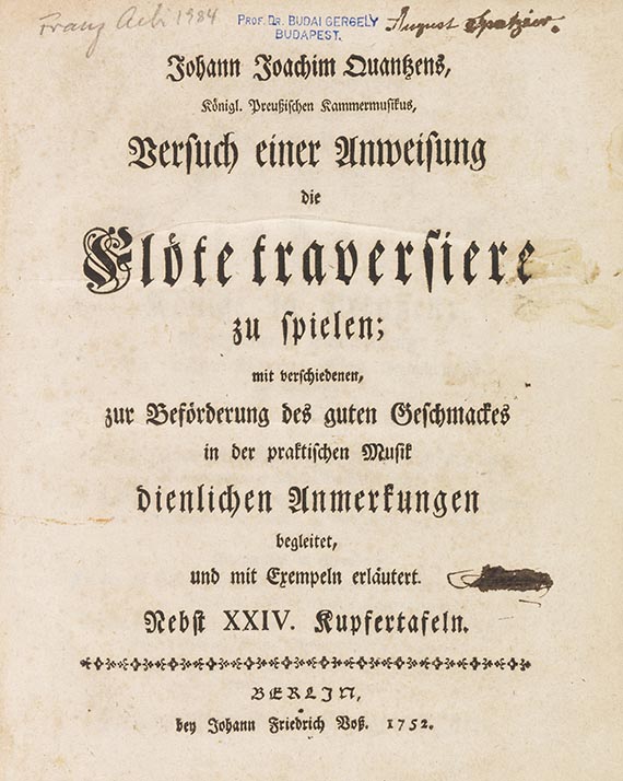 Johann Joachim Quantz - Versuch einer Anweisung die Flöte traversiere zu spielen