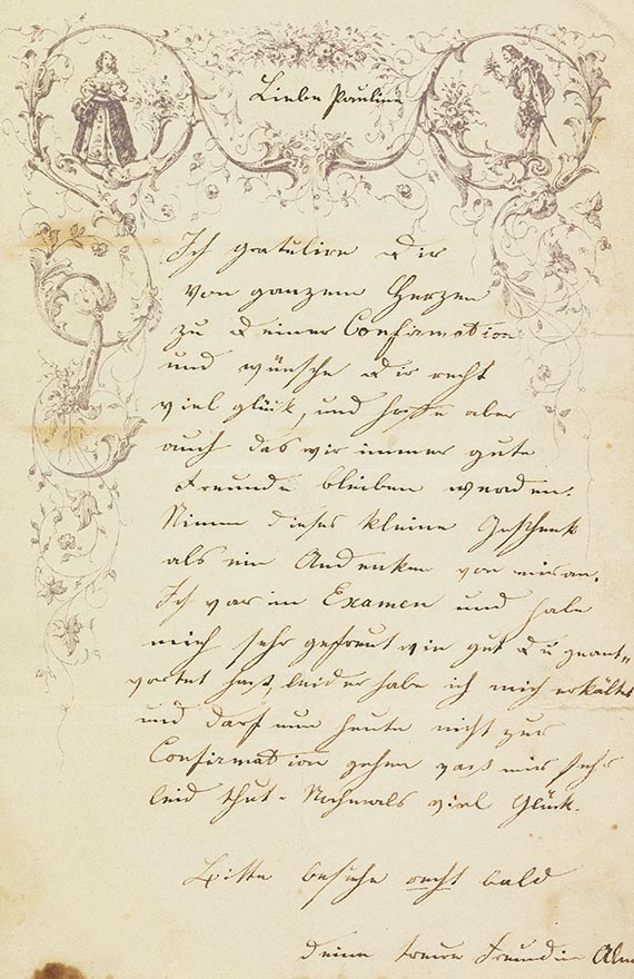 Alma von Goethe - Eigenhändiges Gedicht für Pauline Menzel