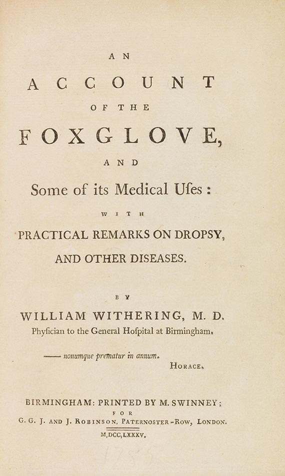 William Withering - An account of the foxglove - 