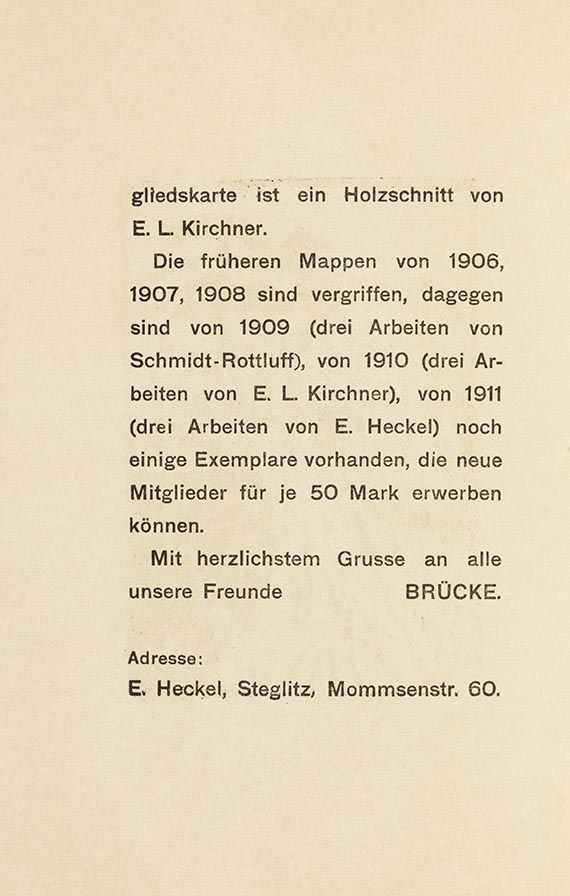 Erich Heckel - und Ernst Ludwig Kirchner  – Jahresbericht von 1911/12