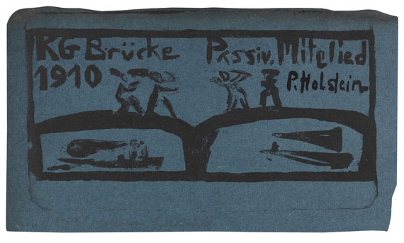 Erich Heckel - Mitgliedskarte für die passiven Mitglieder der "Brücke" für 1910