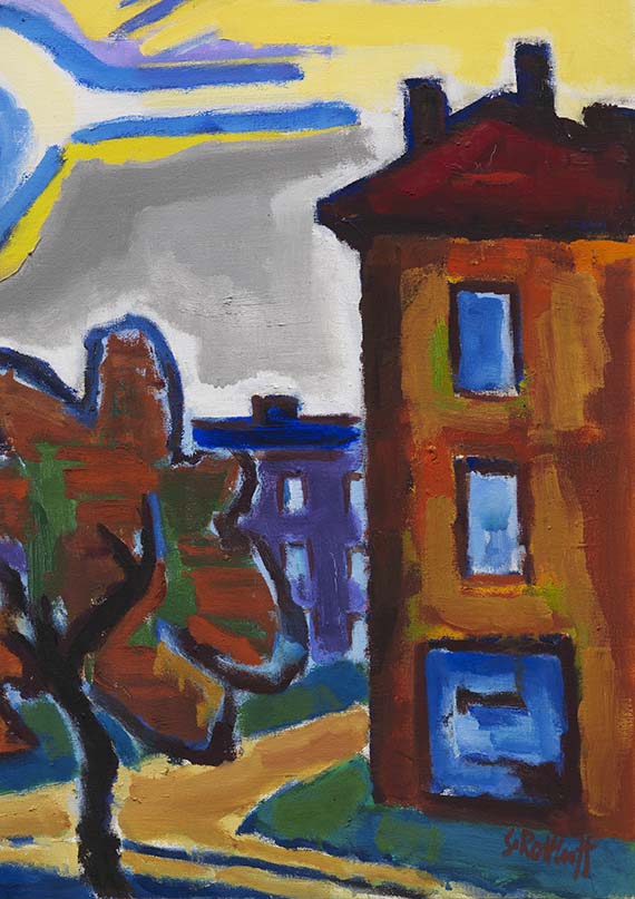 Karl Schmidt-Rottluff - Sonne über Häusern - 