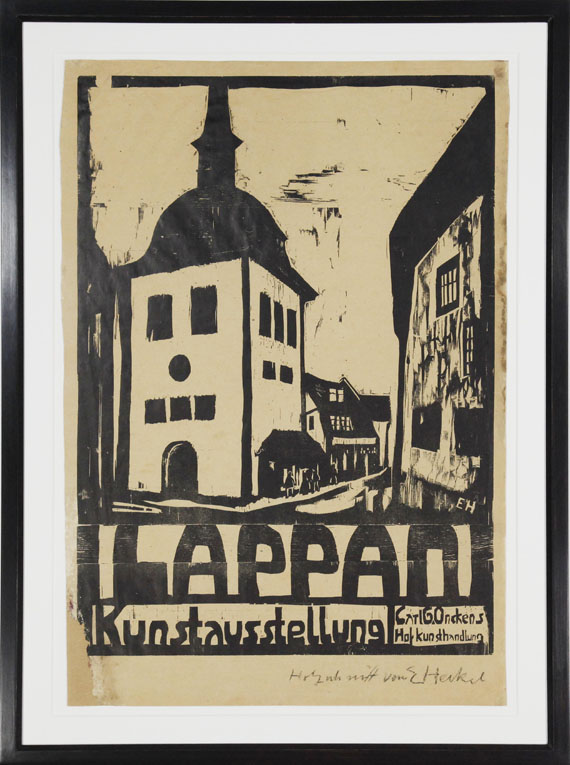 Erich Heckel - Plakat der Eröffnung der Hofkunsthandlung C. G. Oncken in Lappan, Oldenburg - Frame image