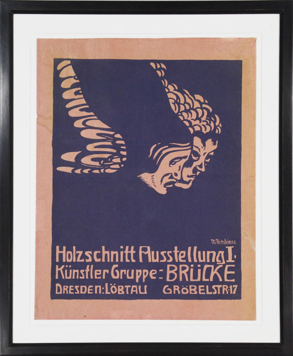 Hermann Max Pechstein - Plakat für die Holzschnitt-Ausstellung I der Künstlergruppe "Brücke" in Dresden-Löbtau - Frame image