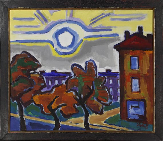 Karl Schmidt-Rottluff - Sonne über Häusern - Frame image