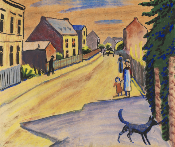 August Macke - Sonnige Straße mit Hund