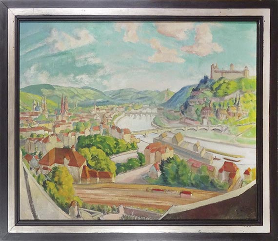 Erich Heckel - Würzburg. Landschaft mit drei Brücken - Frame image