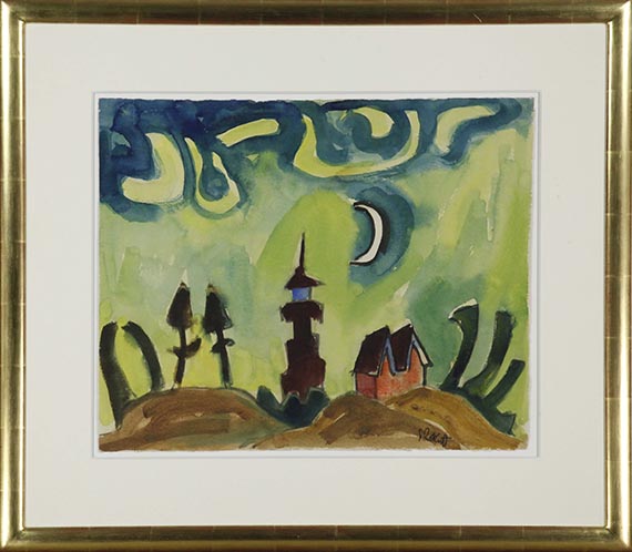 Karl Schmidt-Rottluff - Leuchtturm mit Mondsichel - Frame image