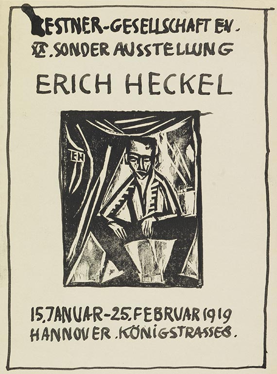 Heckel - Sitzender Mann (mit Katalog-Entwurf von 1919)