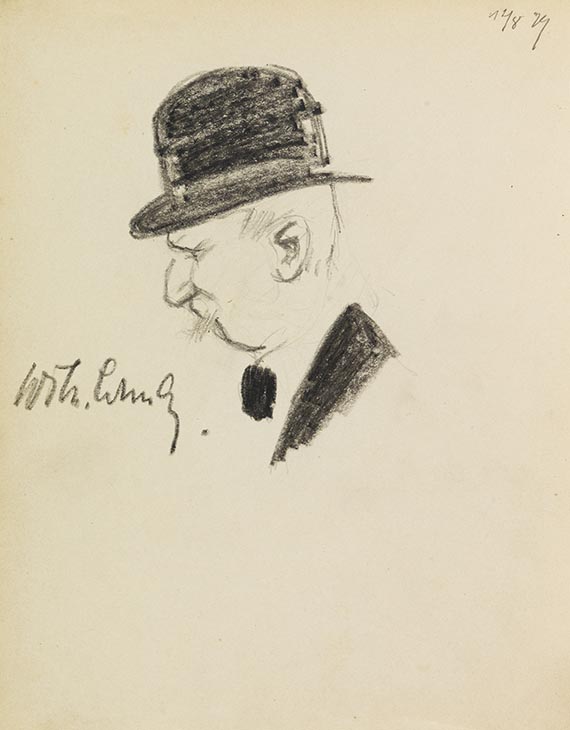 Lyonel Feininger - Gästebuch Heinrich Harz mit Feininger-Eintrag und Zeichnung - 