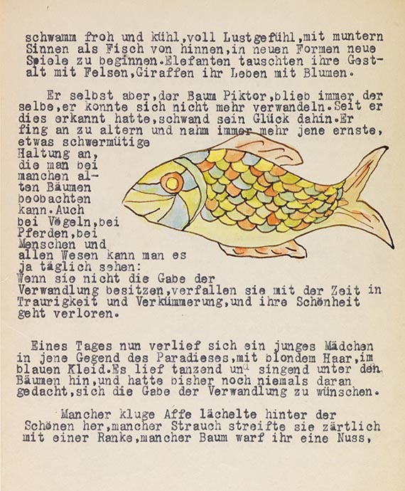 Hermann Hesse - Piktor's Verwandlungen. Typoskript mit Aquarellen - 