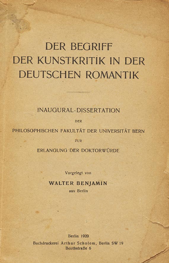 Walter Benjamin - Begriff der Kunstkritik