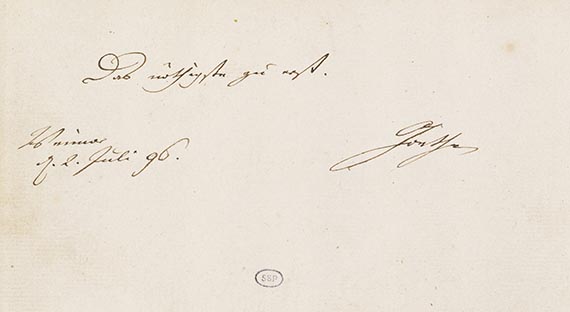 Johann Wolfgang von Goethe - Eigenhändiges Albumblatt. 1796