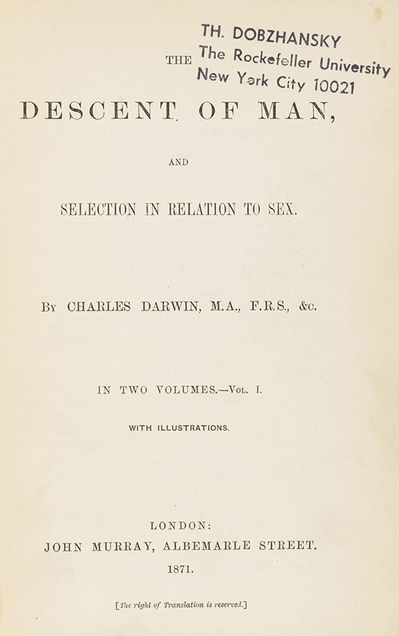 Charles Darwin - The descent of man. 2 Bände