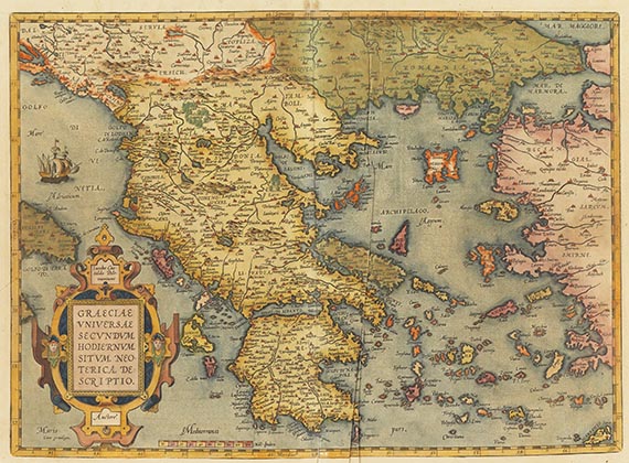 Abraham Ortelius - Theatro del Mondo. Daraus: 19 Karten, 1 Ansicht, 2 Tafeln, Titel, Epitaph, Porträt