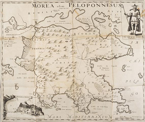 Bernard Randolph - Present State of Morea - The present state of the Islands. 2 Tle. in 1 Bd.