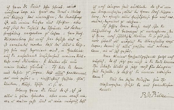 Rainer Maria Rilke - Eigenhändiger Brief an Rosa Schmid