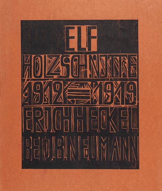 Erich Heckel - Umschlag, Titelblatt und Inhaltsverzeichnis der Mappe "Elf Holzschnitte, 1912-1919" - 