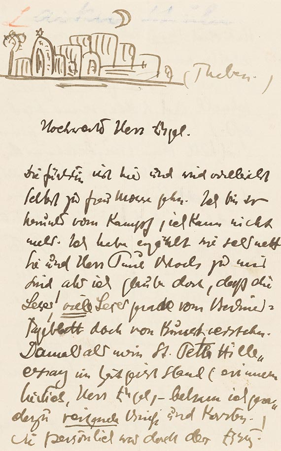 Else Lasker-Schüler - Eigh. Brief an Fritz Engel