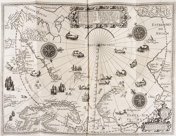 Jan Huygen van Linschoten - Navigatio in orientalem. - Descriptio totius Guinea. 2 Teile in 1 Band - 