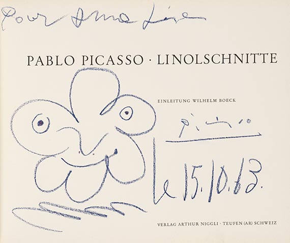 Pablo Picasso - Linolschnitte. Mit Widmung u. Zeichnung von Picasso - 