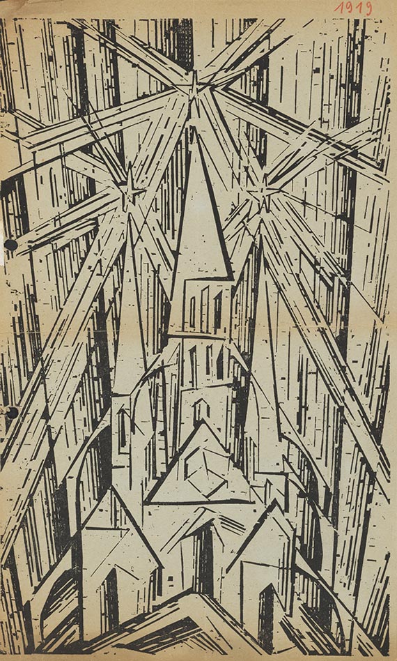 Lyonel Feininger - Programm des Staatlichen Bauhauses in Weimar. Mit Orig.-Holzschnitt Kathedrale von L. Feininger